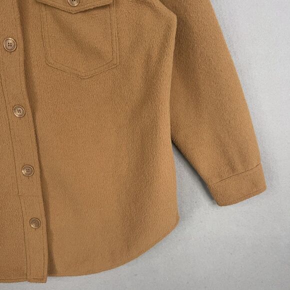 Joie Jacket Womens Large Camel Fleece Shirt Shacket Cozy Soft Minimal Neutral - Picture 4 of 15